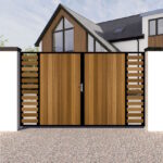 Metal Framed and Timber Driveway Gate - Modern-The Malvern
