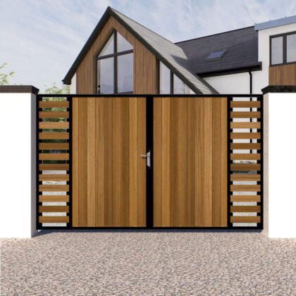 Metal Framed and Timber Driveway Gate - Modern-The Malvern