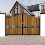 Metal Framed and Timber Driveway Gate - Swan Neck - Waltham Forest