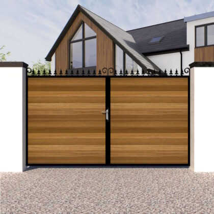 Metal Framed and Timber Driveway Gate - The-Dartford