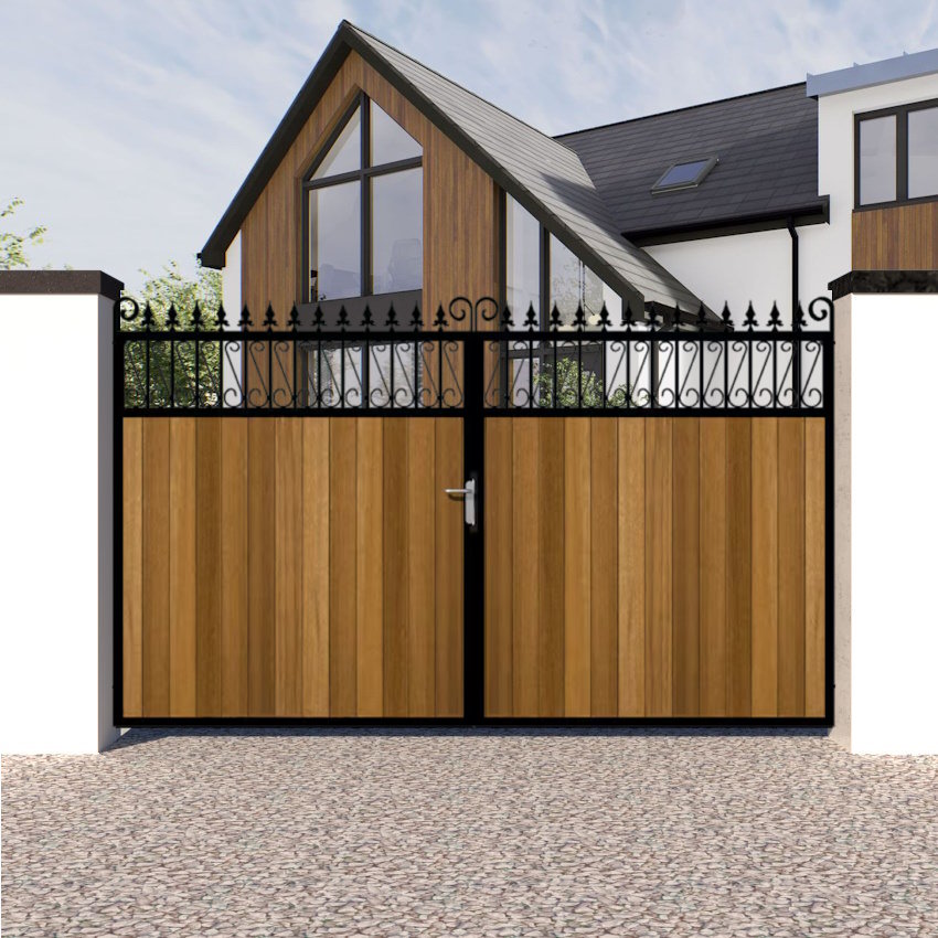 Metal Framed and Timber Driveway Gate - The-Lemmington