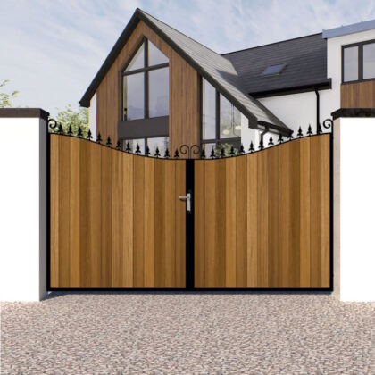 Metal Framed and Timber Driveway Gate - The-Portsmouth