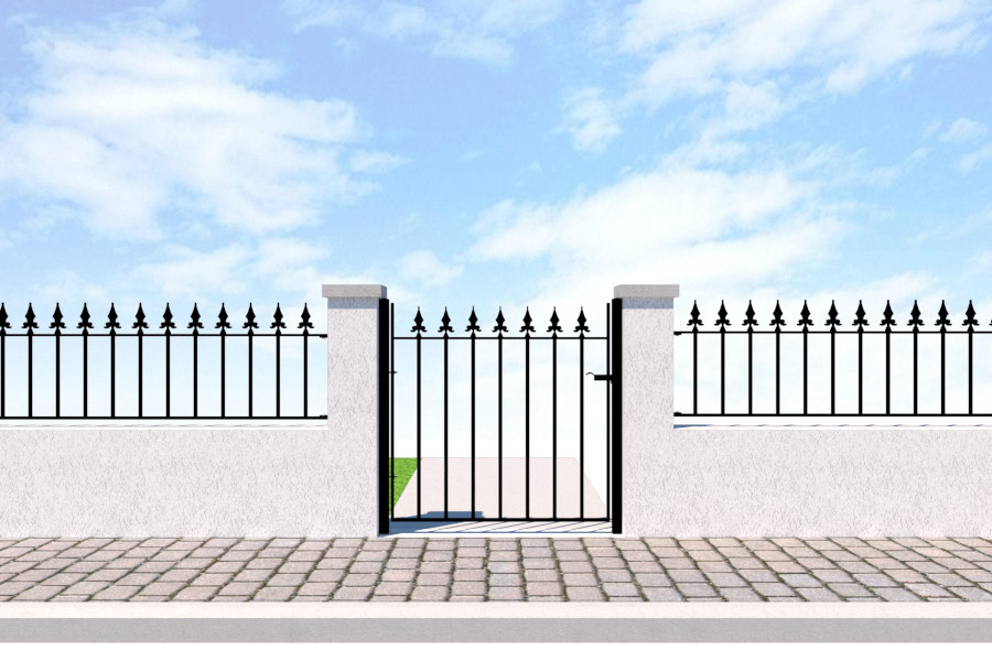 Metal Garden Gate - The Farnborough with railings 1