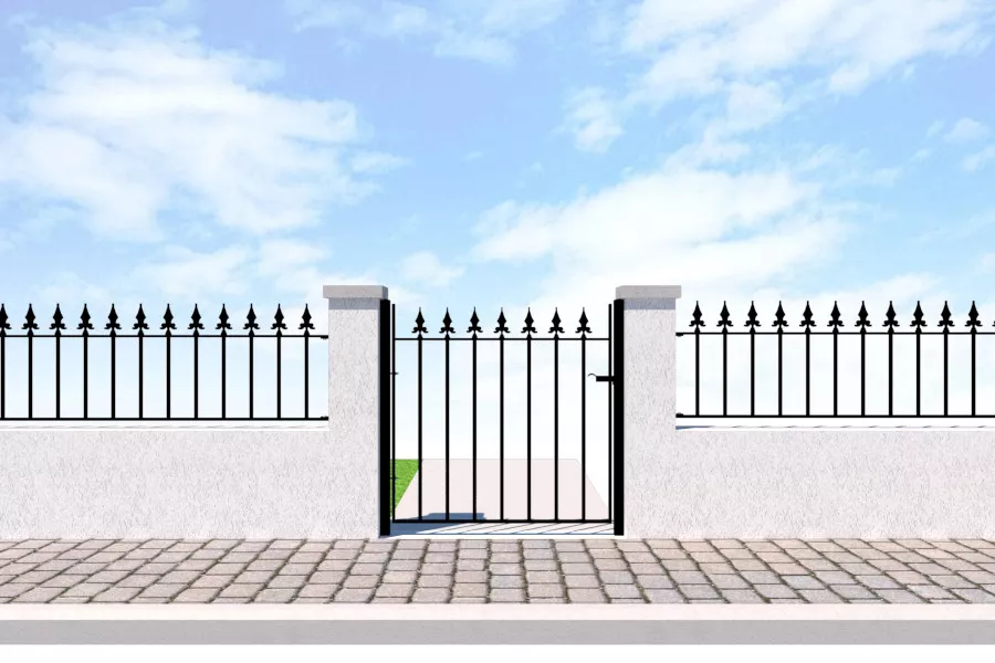 Metal Garden Gate - The Farnborough with railings 1