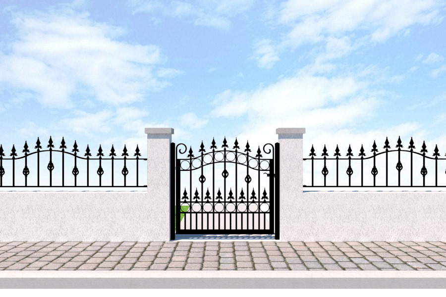 Metal Garden Gate - The Goldsworth - with railings 2