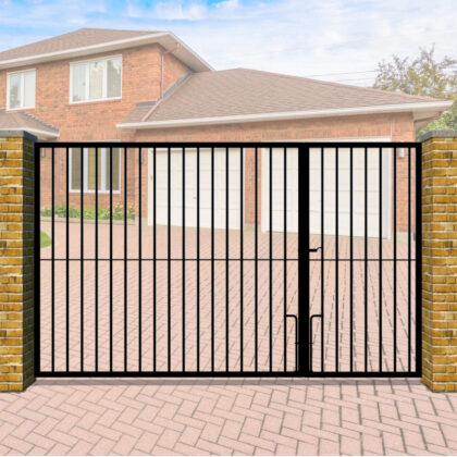 Metal Split Driveway Gate The Cheltenham - Flat top with vertical bars