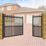 Metal Split Driveway Gate The Darlington - Flat top with vertical bars - opening