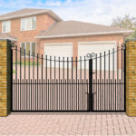 Metal Split Driveway Gate The Peacehaven - Inner bow top with vertical bars