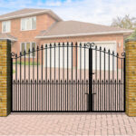 Metal Split Driveway Gate The Surrey- Bow top with vertical bars