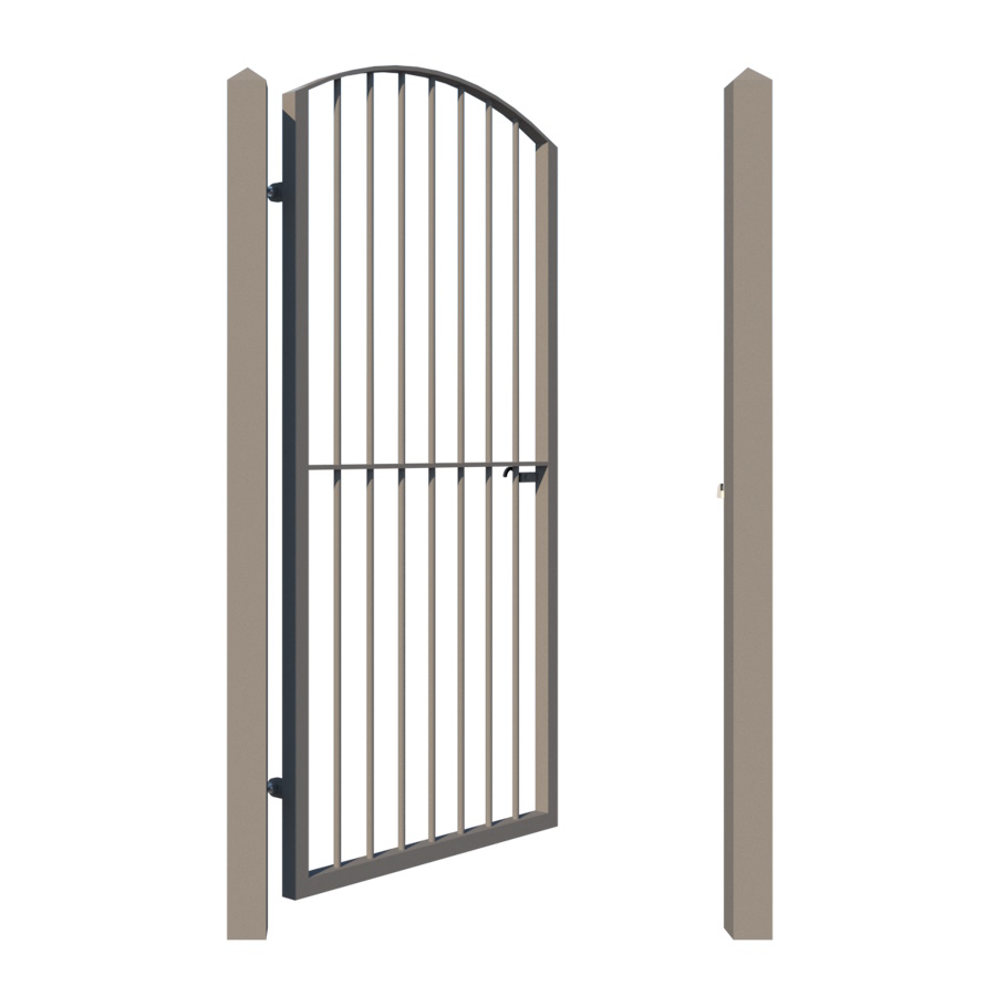 Metal side gate - The Bude - showing opening - Gates and Fences UK