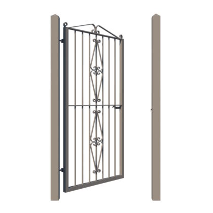 Metal side gate - The Cambridge - showing opening -Gates and Fences UK