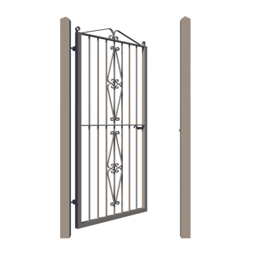 Metal side gate - The Cambridge - showing opening -Gates and Fences UK