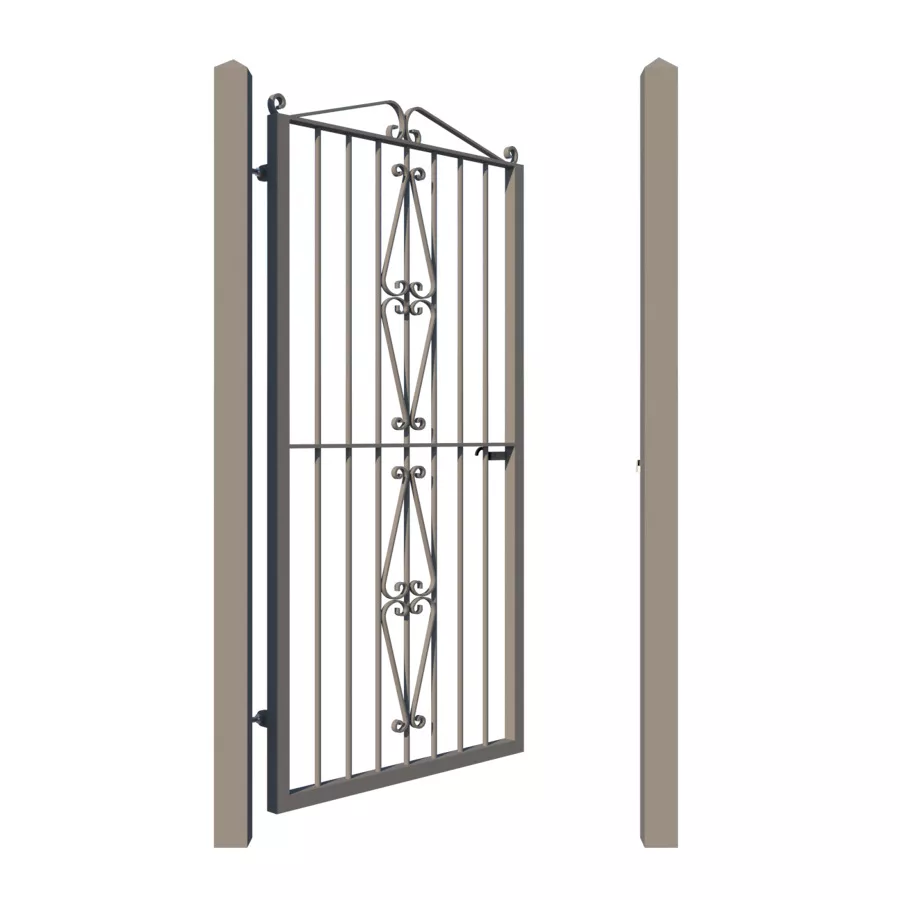Metal side gate - The Cambridge - showing opening -Gates and Fences UK