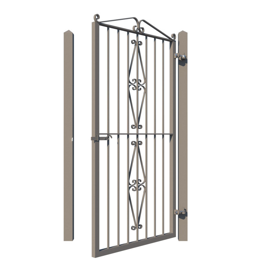 Metal side gate - The Cambridge - showing opening from rear -Gates and Fences UK