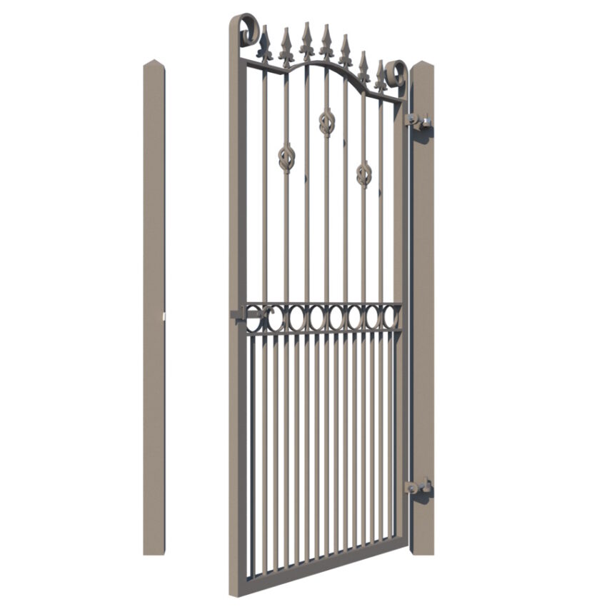 Metal side gate - The Farnham - showing opening from rear -Gates and Fences UK