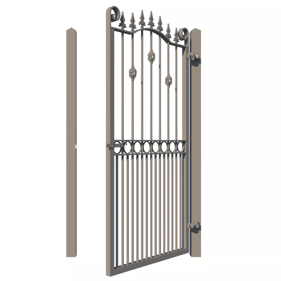 Metal side gate - The Farnham - showing opening from rear -Gates and Fences UK