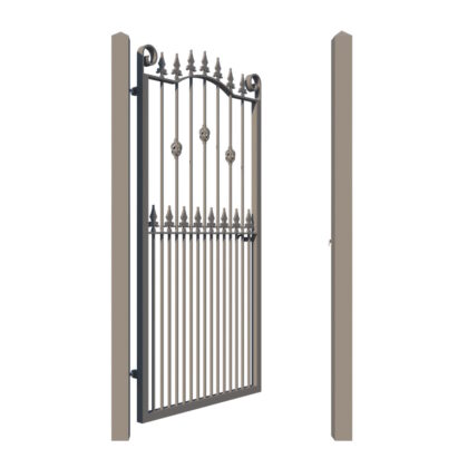 Metal side gate - The Sandringham - showing opening -Gates and Fences UK