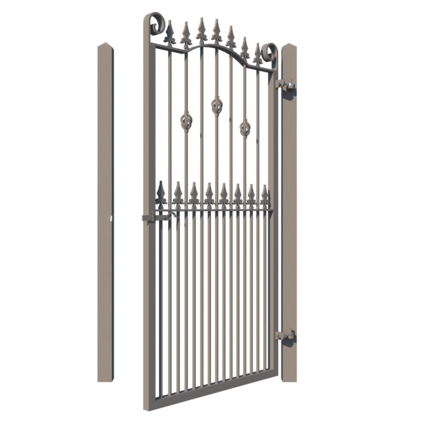 Metal side gate - The Sandringham - showing opening -Gates and Fences UK