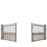 Modern metal driveway gate - The Darlington Low - showing opening from rear