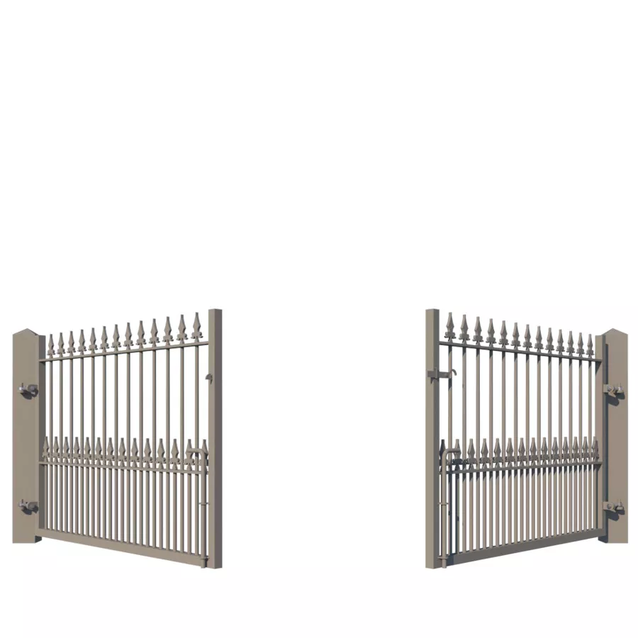 Modern metal driveway gate - The Darlington Low - showing opening from rear