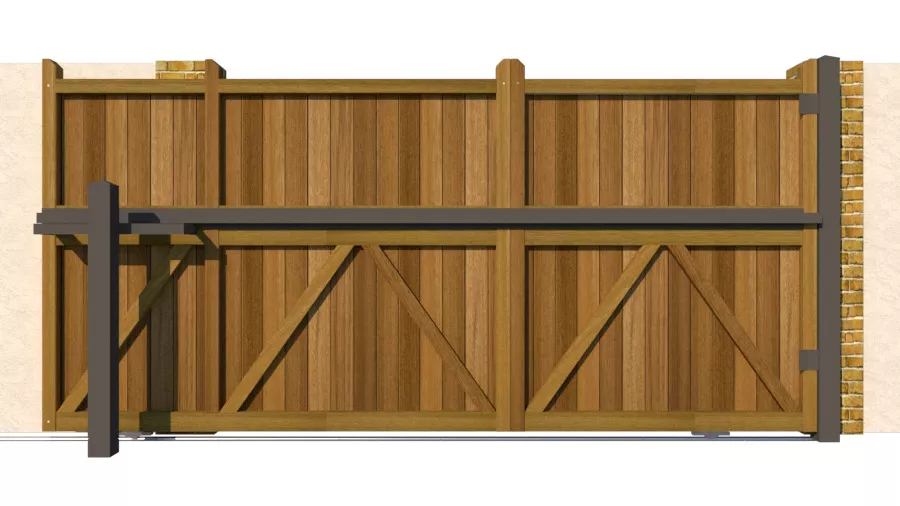 Sliding Gate - Hardwood - The Brentwood - rear