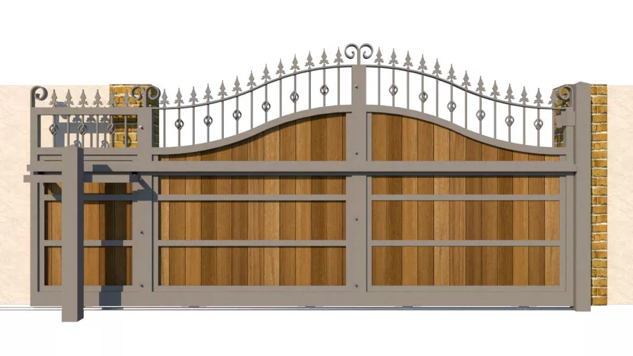 Sliding Gate - Metal Framed with Timber - The Aberdeen - rear