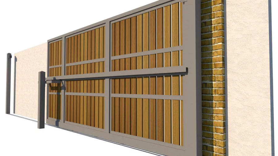 Sliding Gate - Metal Framed with Timber - The Henley - side