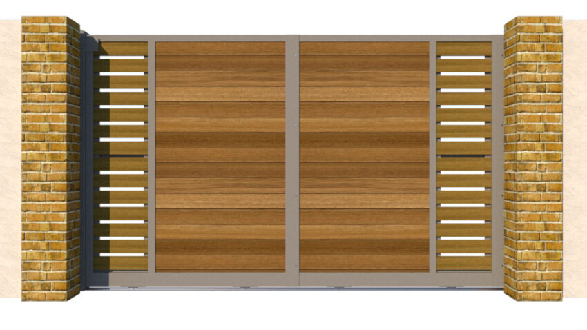 Sliding Gate - Metal Framed with Timber - The Malvern - open