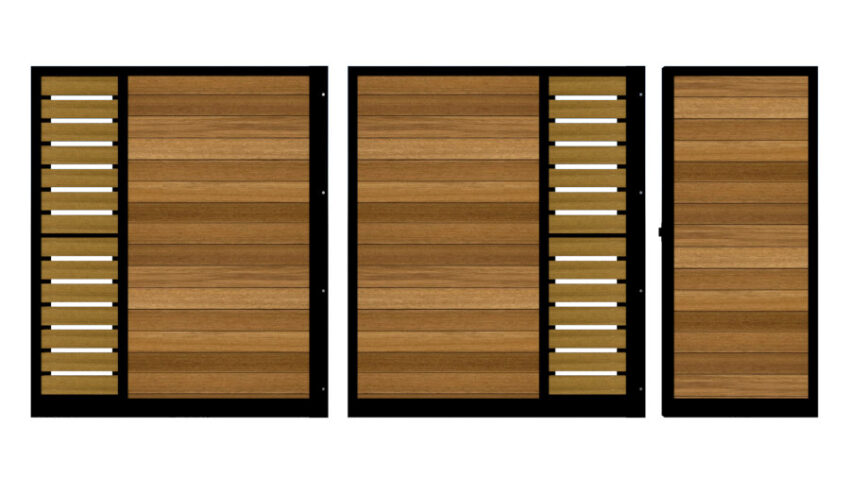 Sliding Gate - Metal Framed with Timber - The Malvern - split