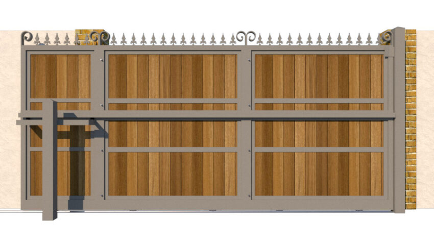 Sliding Gate - Metal Framed with Timber - The Middleton - rear