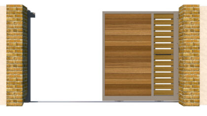 Sliding Gate - Metal Framed with Timber - The Midhurst - open