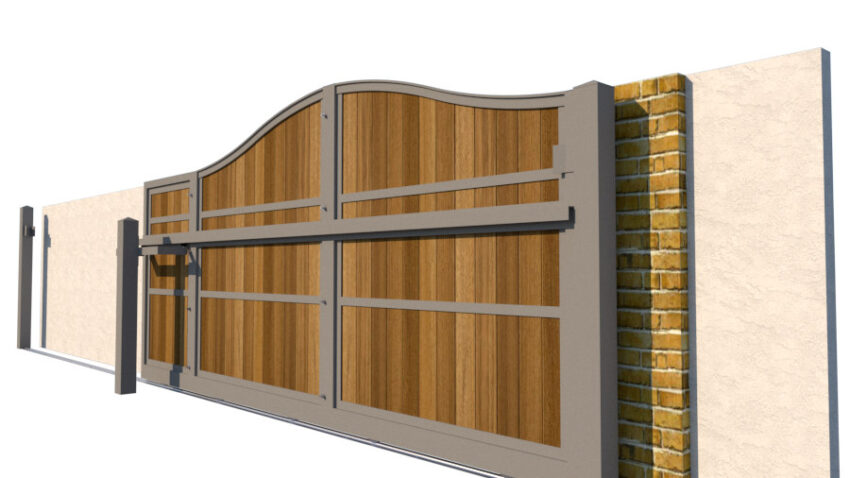 Sliding Gate - Metal Framed with Timber - The Shropshire - side