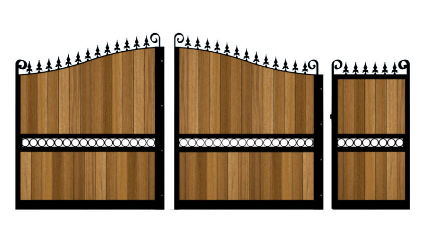 Sliding Gate - Metal Framed with Timber - The Southwark - split