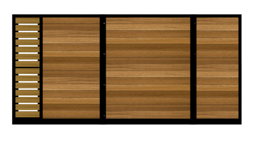 Sliding Gate - Metal Framed with Timber - The Stamford