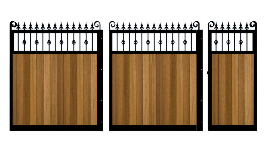 Sliding Gate - Metal Framed with Timber - The Wilton - split