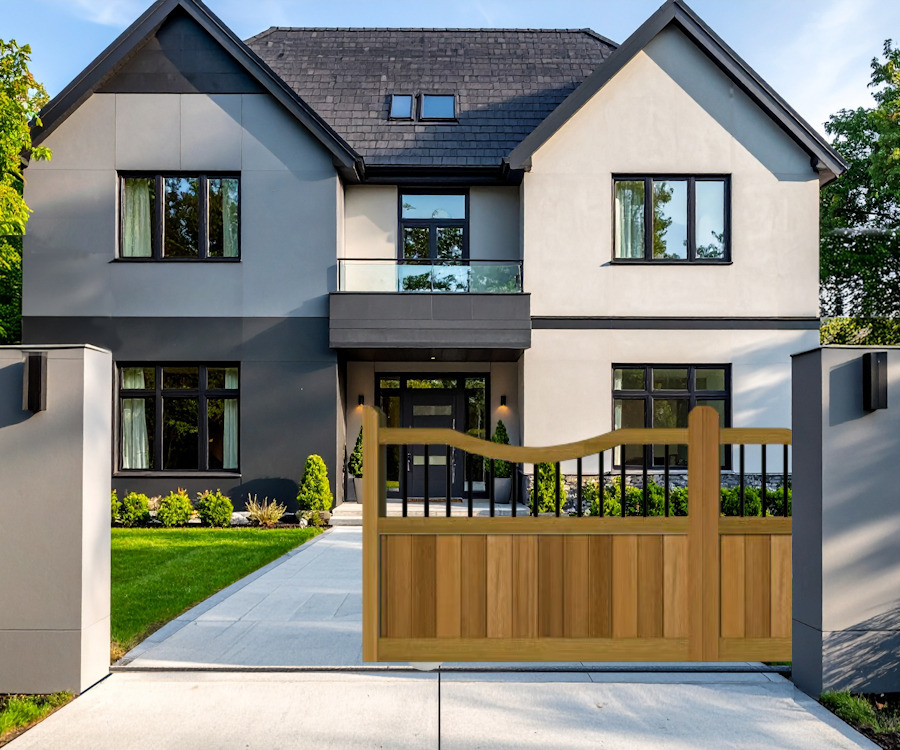 Sliding Gates in Hardwood - with Spindles - The Woodchurch open