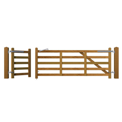 Straight Rail Field Gate and Access in Hardwood - open