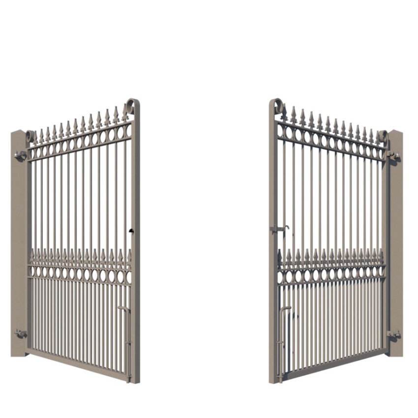 The Arundel Metal Driveway Gate - showing opening - rear view