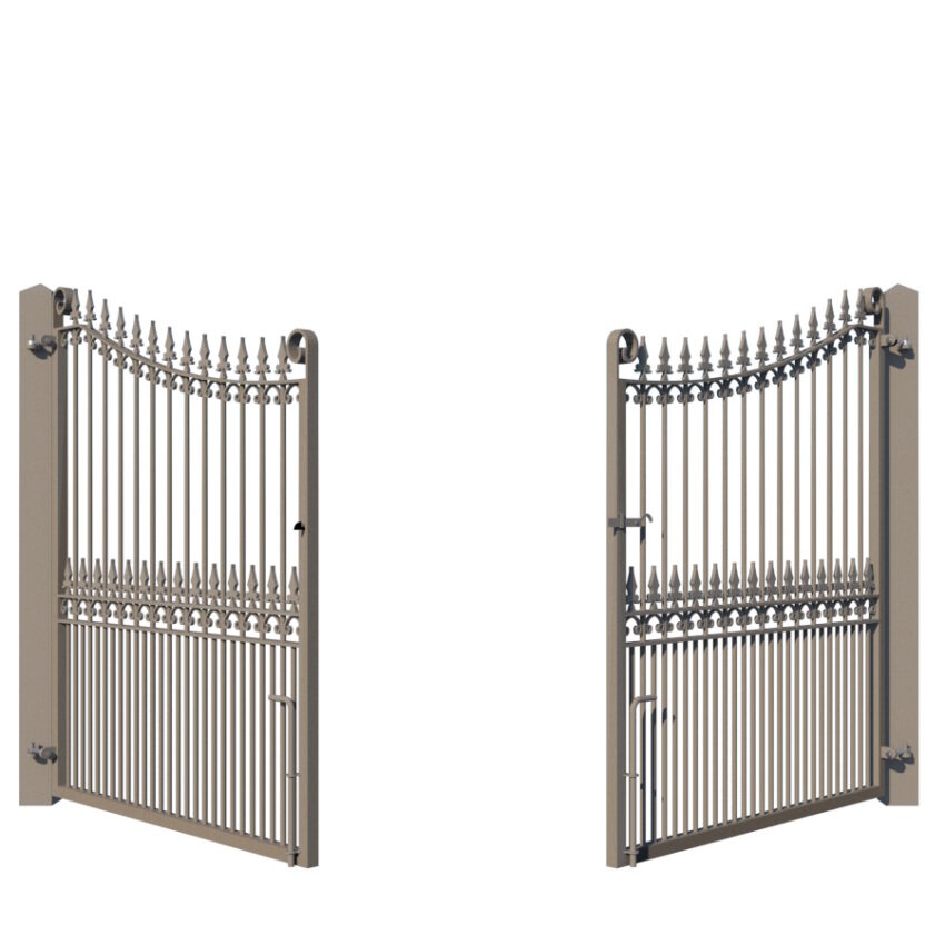 The Chelmsford metal driveway gate - showing opening from rear