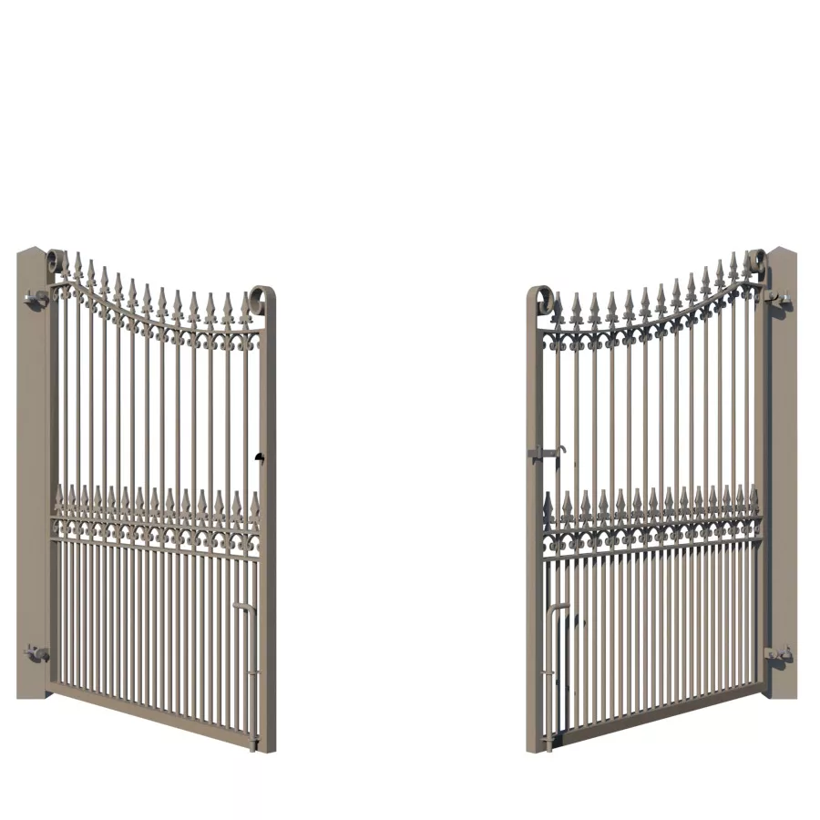 The Chelmsford metal driveway gate - showing opening from rear
