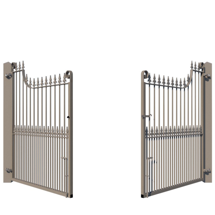 The Chester metal driveway gate - opening from rear