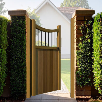 The Foxwood Hardwood Side Gate - metal spindles - open