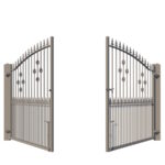 The Hastings metal driveway gate - showing opening from rear
