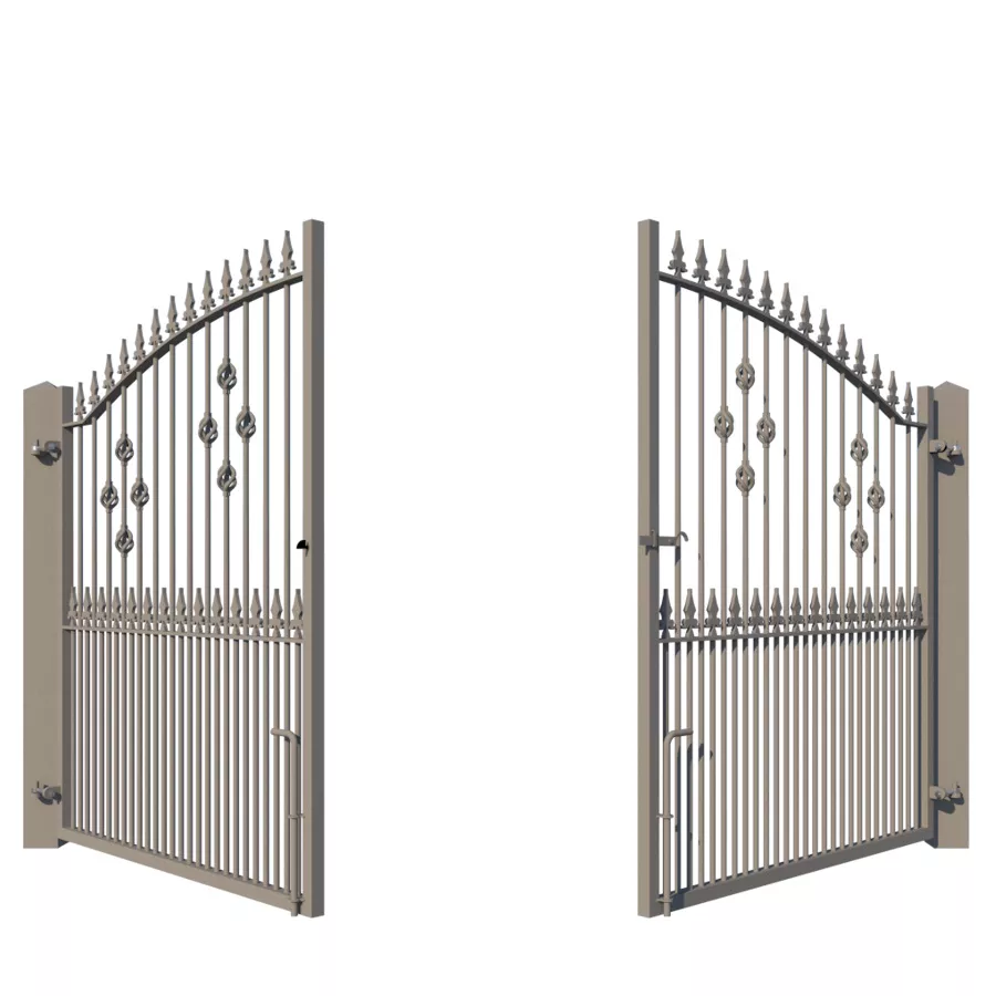 The Hastings metal driveway gate - showing opening from rear