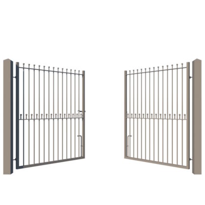 The Heathfield metal driveway gate - showing opening