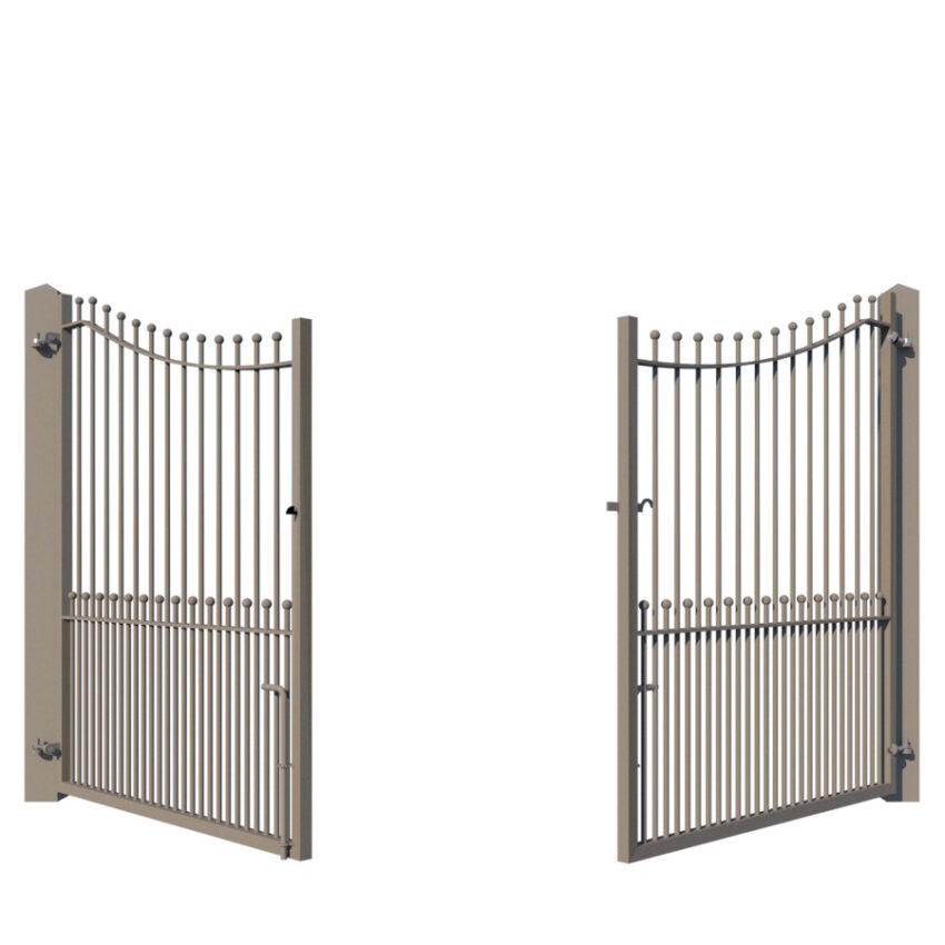 The Peacehaven metal driveway gate - showing opening from rear