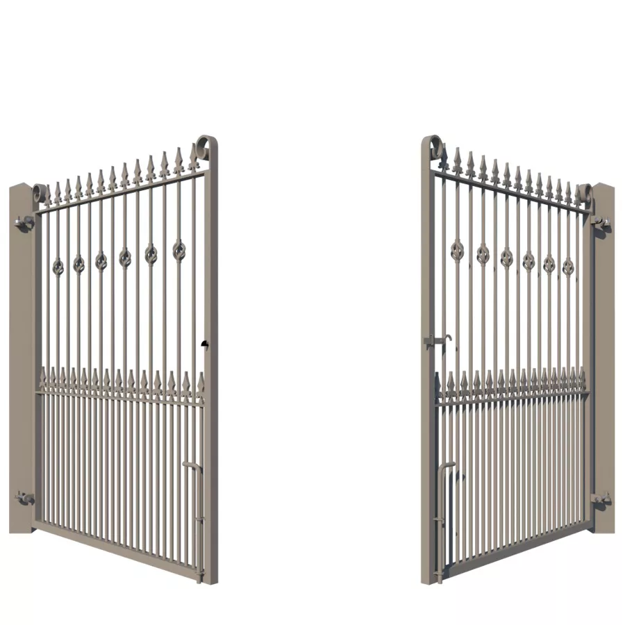 The Sheringham metal driveway gate - opening - rear view