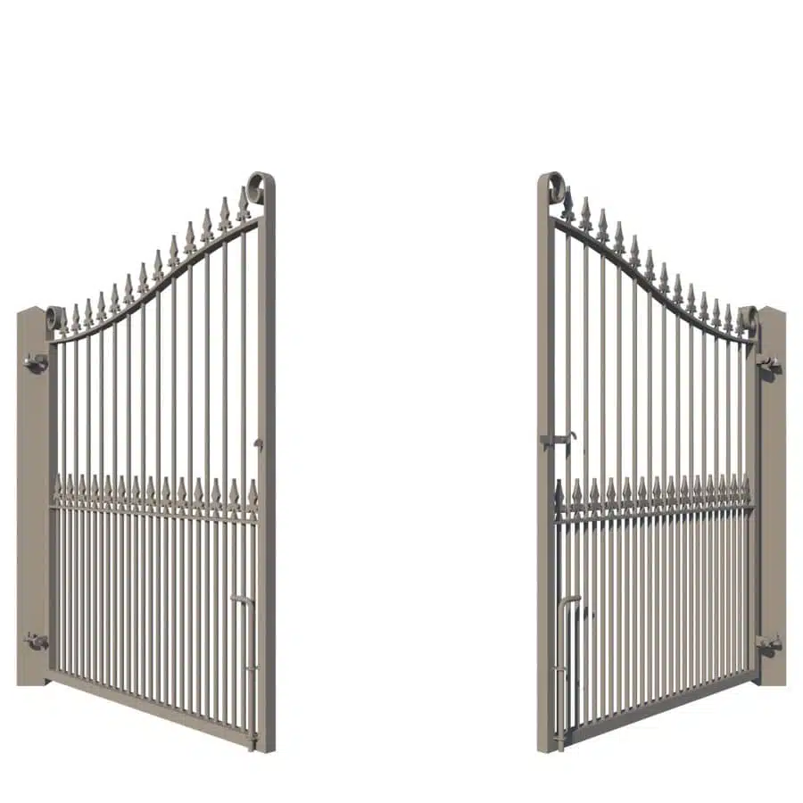 The Swindon Metal Driveway Gate - showing opening from rear