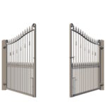 The Wentworth metal driveway gate - showing opening from rear
