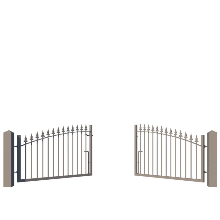 The Wycombe Low metal driveway gate - showing opening